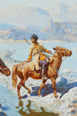 Рубо Франц Алексеевич. Кавказский мотив. Переправа через реку